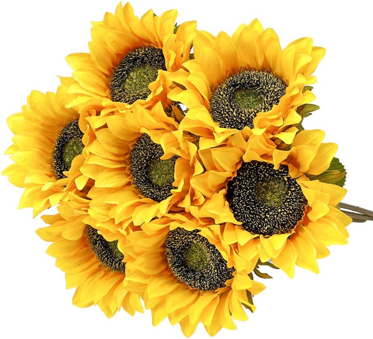 7PCS Artificial Sunflower Flowers Long Stem Silk (Yellow-vintage) 4.75"D x 4.75"W x 17.8"H